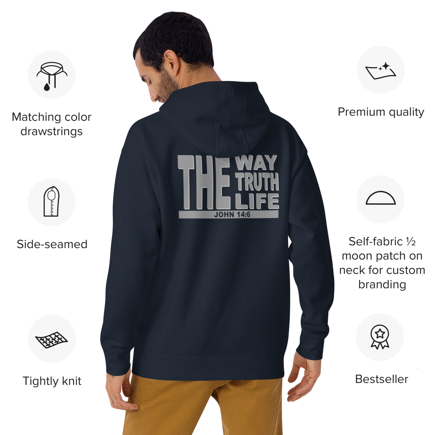 Unisex Christian Hoodie - "The Way, Truth, Life" (John 14:6)